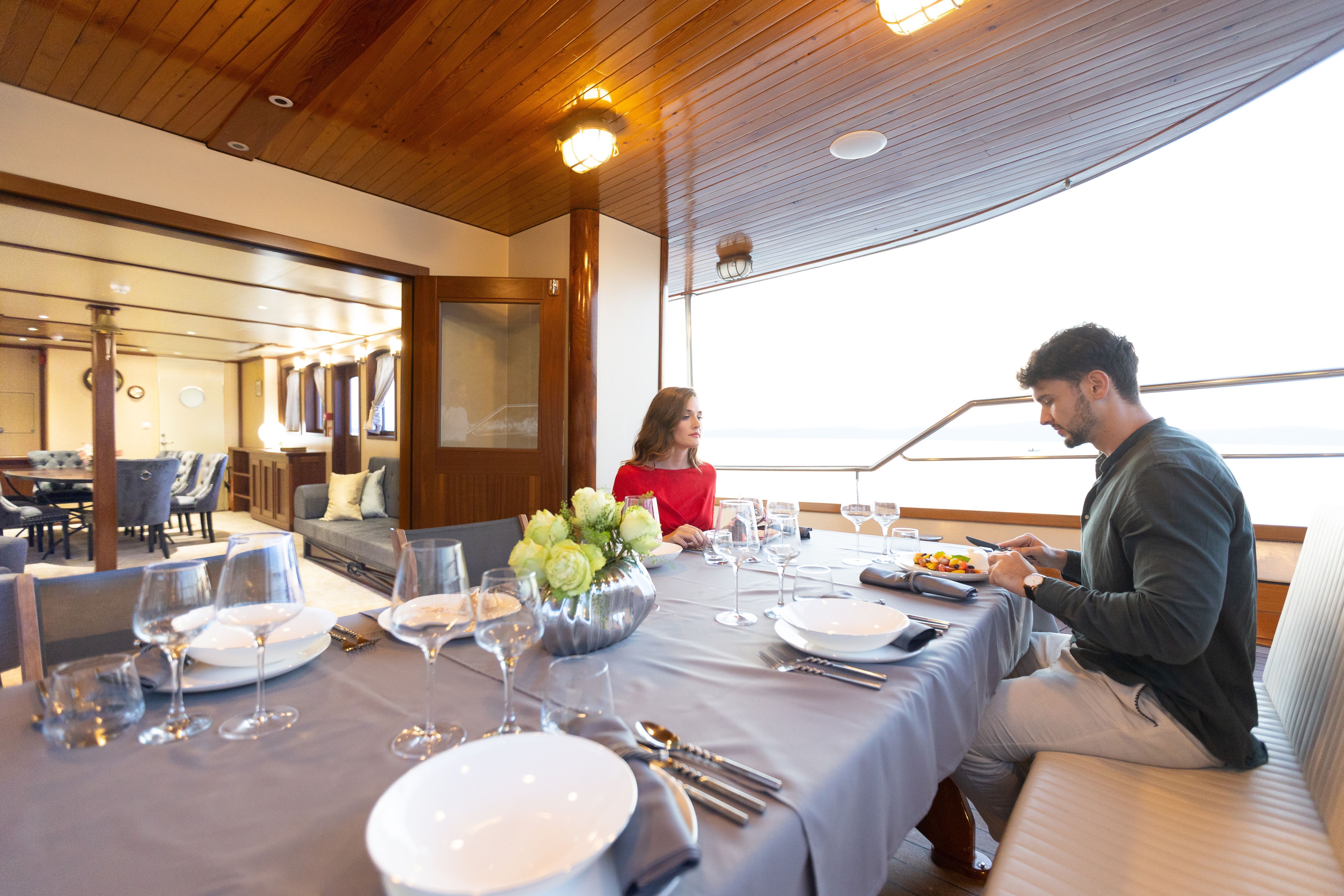 Yacht enjoy food onboard