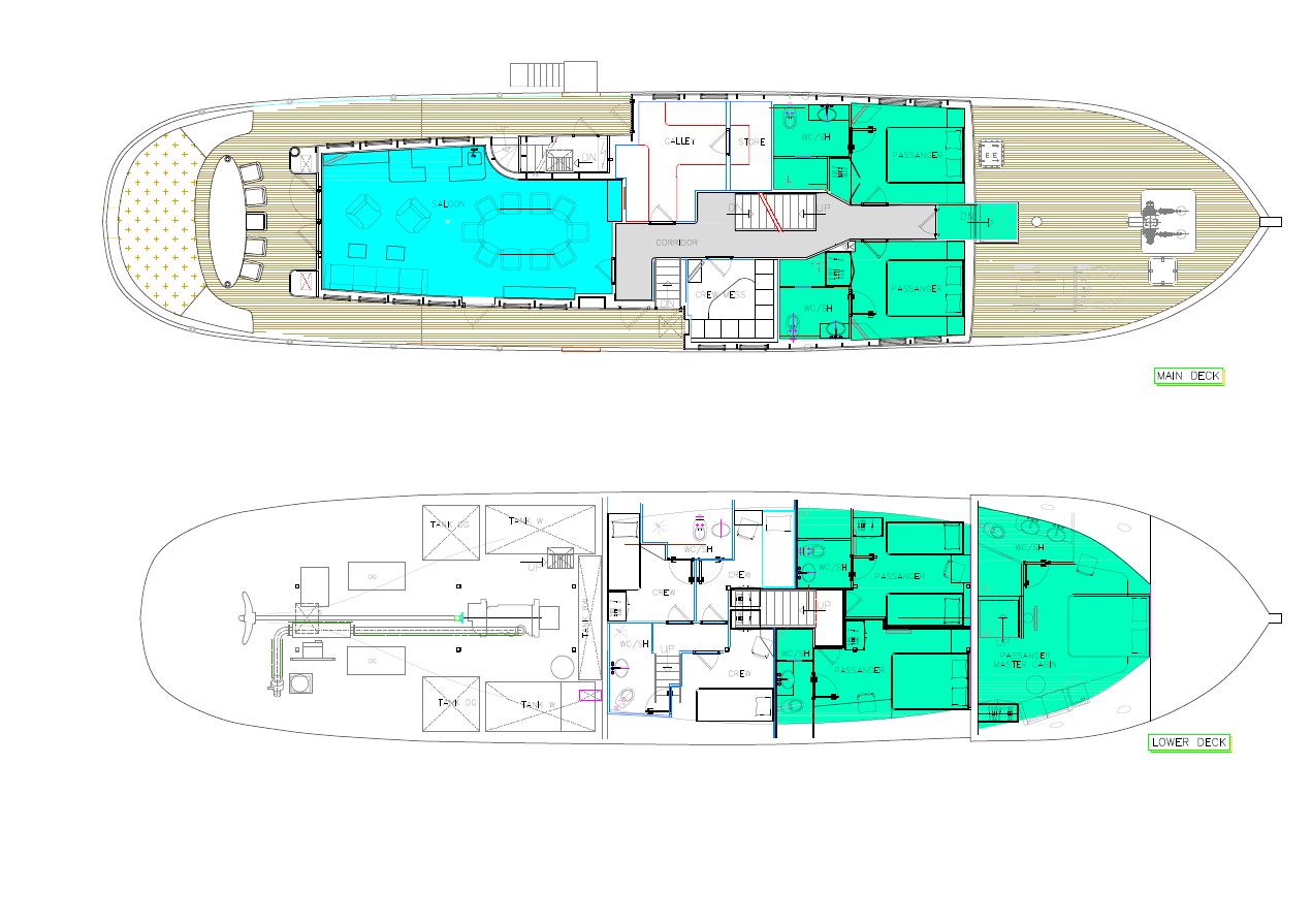 Yacht layout 10 guests
